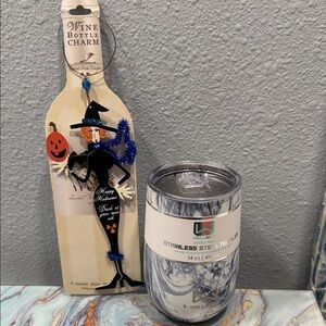 👜 Wellness Stainless Steel Tumbler and Witch Wine Bottle Charm